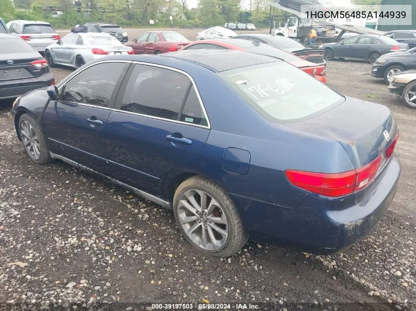 2005 Honda Accord 2.4 Lx VIN: 1HGCM56485A144939 Lot: 39197503