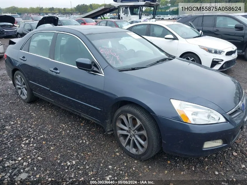 2005 Honda Accord 2.4 Ex VIN: 1HGCM55875A058624 Lot: 39336640