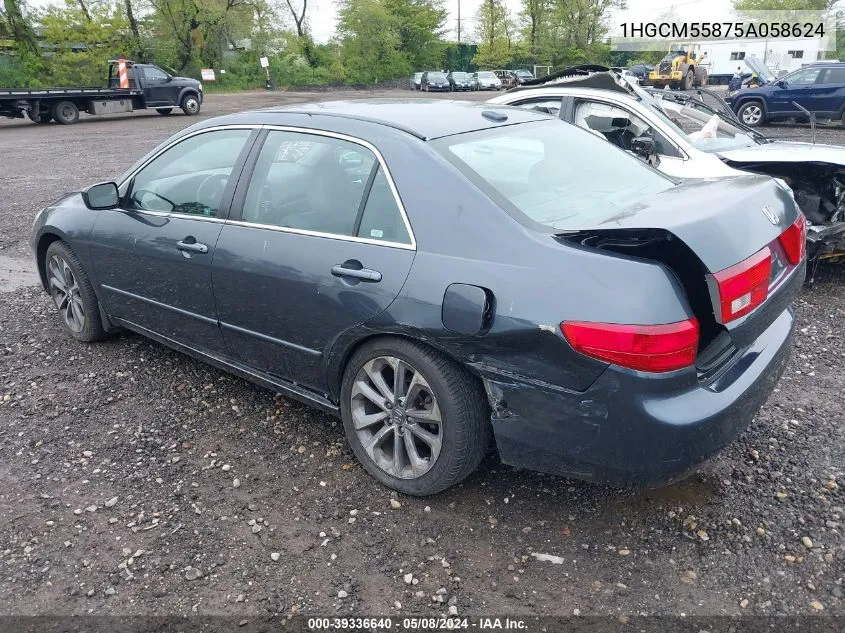 2005 Honda Accord 2.4 Ex VIN: 1HGCM55875A058624 Lot: 39336640