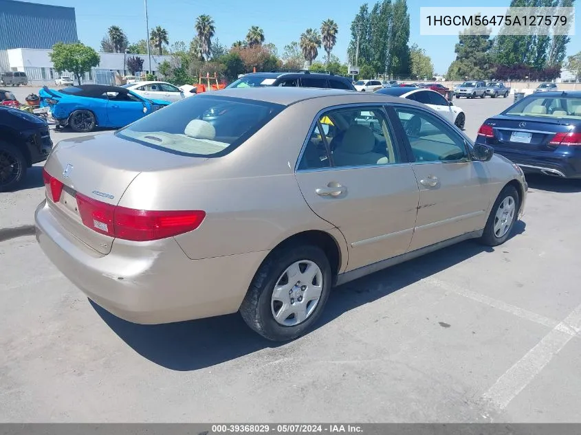 2005 Honda Accord 2.4 Lx VIN: 1HGCM56475A127579 Lot: 39368029