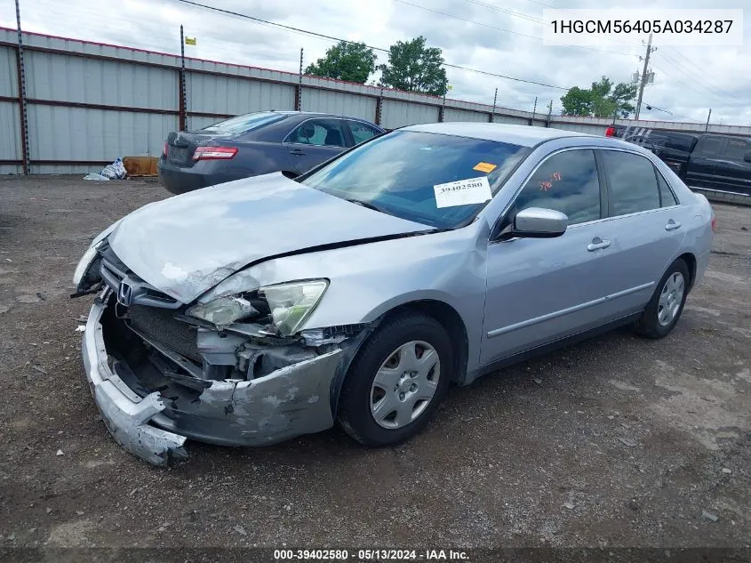 1HGCM56405A034287 2005 Honda Accord 2.4 Lx