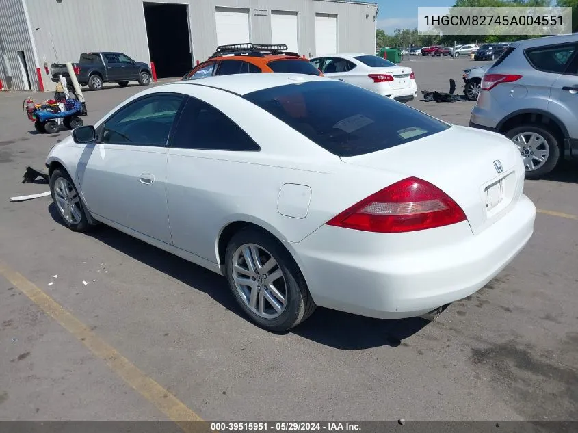 2005 Honda Accord 3.0 Ex VIN: 1HGCM82745A004551 Lot: 39515951