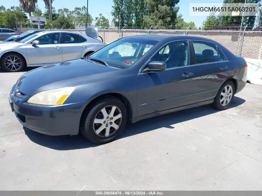 2005 Honda Accord 3.0 Ex VIN: 1HGCM66515A063201 Lot: 39656478