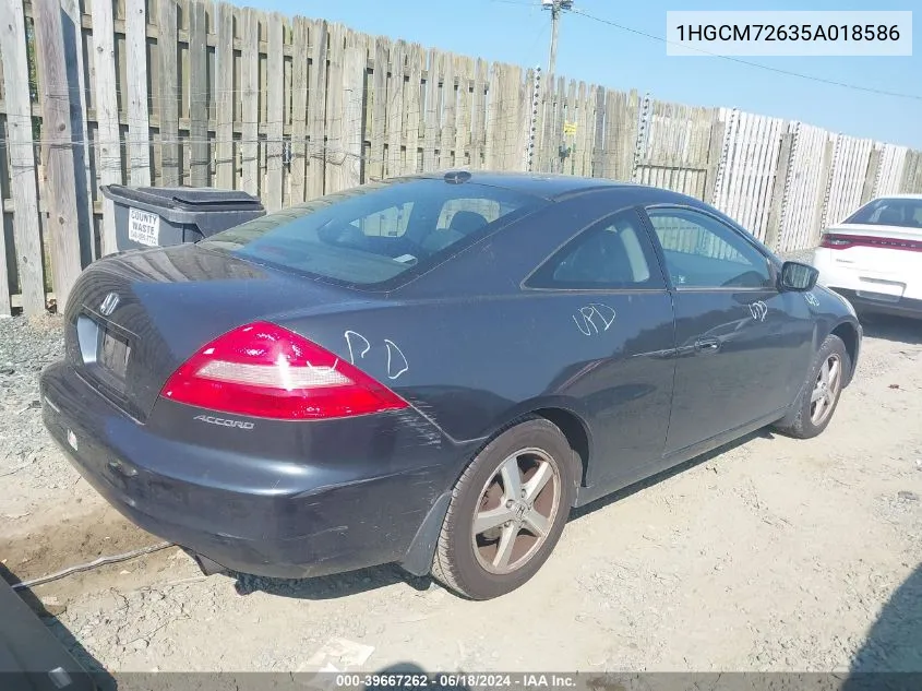 2005 Honda Accord 2.4 Ex VIN: 1HGCM72635A018586 Lot: 39667262