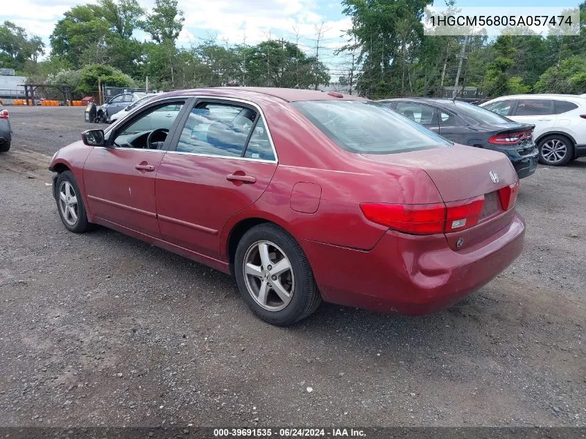 2005 Honda Accord 2.4 Ex VIN: 1HGCM56805A057474 Lot: 39691535