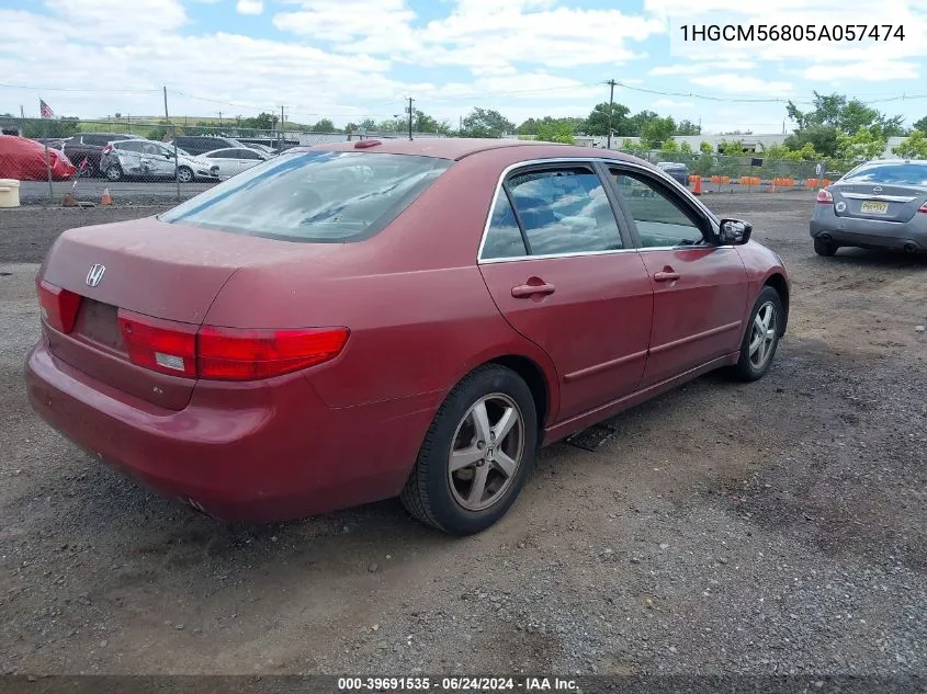 1HGCM56805A057474 2005 Honda Accord 2.4 Ex