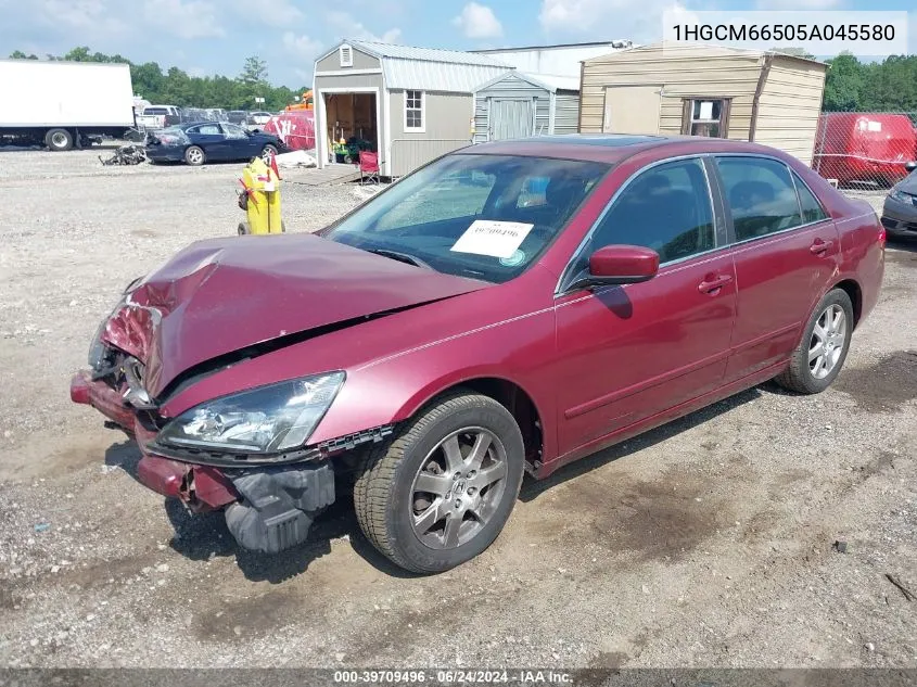 2005 Honda Accord 3.0 Ex VIN: 1HGCM66505A045580 Lot: 39709496