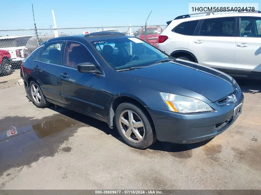 2005 Honda Accord 2.4 Ex VIN: 1HGCM56885A024478 Lot: 39889677