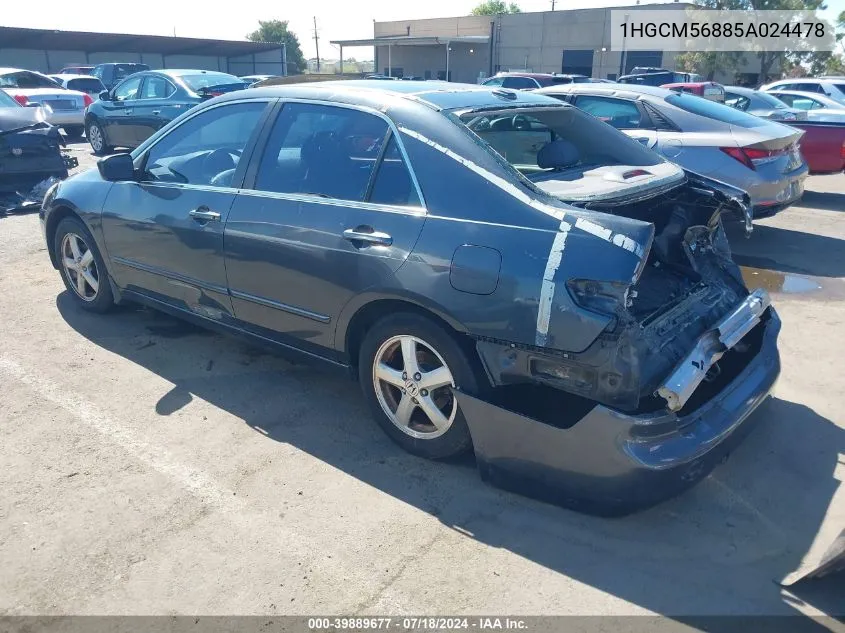 2005 Honda Accord 2.4 Ex VIN: 1HGCM56885A024478 Lot: 39889677