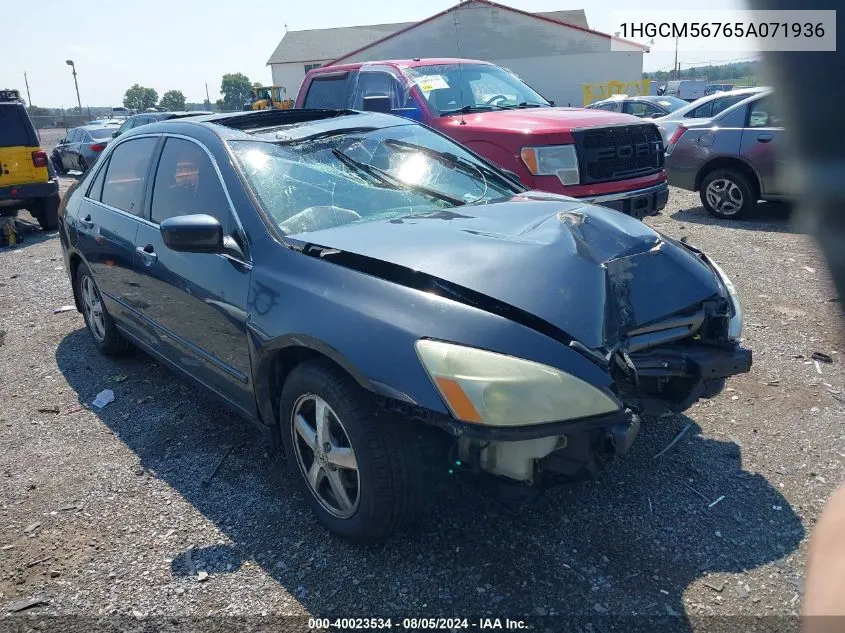 2005 Honda Accord 2.4 Ex VIN: 1HGCM56765A071936 Lot: 40023534