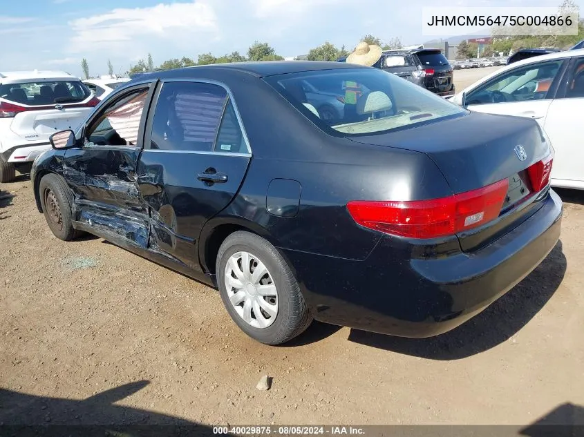 2005 Honda Accord 2.4 Lx VIN: JHMCM56475C004866 Lot: 40029875