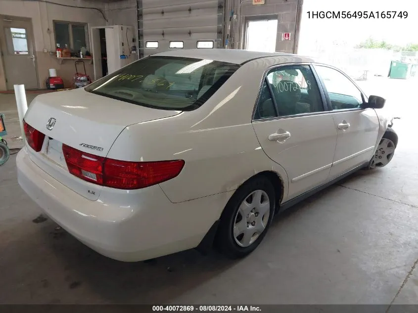 2005 Honda Accord 2.4 Lx VIN: 1HGCM56495A165749 Lot: 40072869