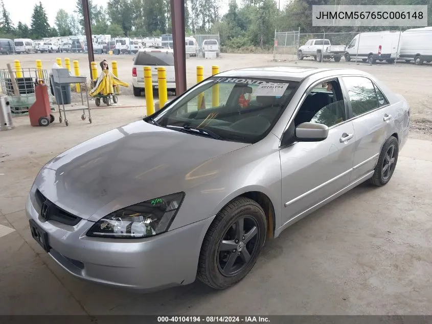 2005 Honda Accord 2.4 Ex VIN: JHMCM56765C006148 Lot: 40104194