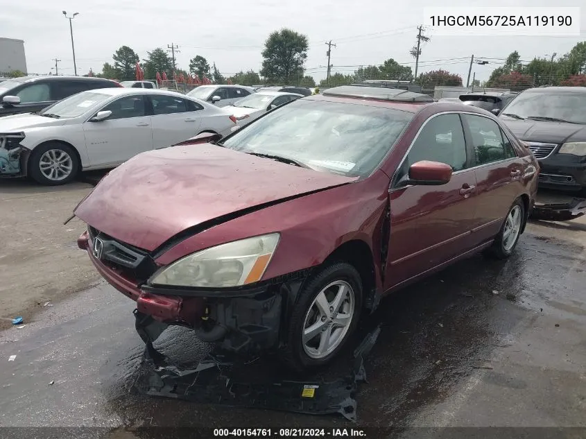 2005 Honda Accord Ex VIN: 1HGCM56725A119190 Lot: 40154761