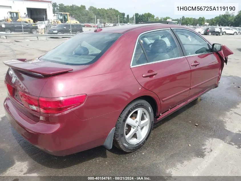 2005 Honda Accord Ex VIN: 1HGCM56725A119190 Lot: 40154761