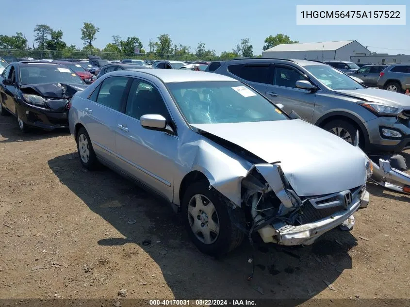 1HGCM56475A157522 2005 Honda Accord 2.4 Lx