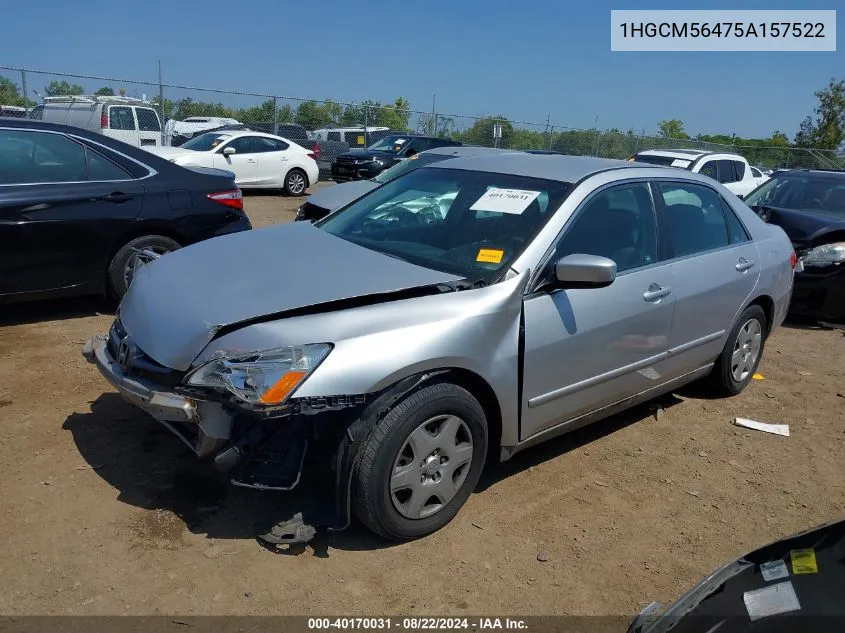 1HGCM56475A157522 2005 Honda Accord 2.4 Lx