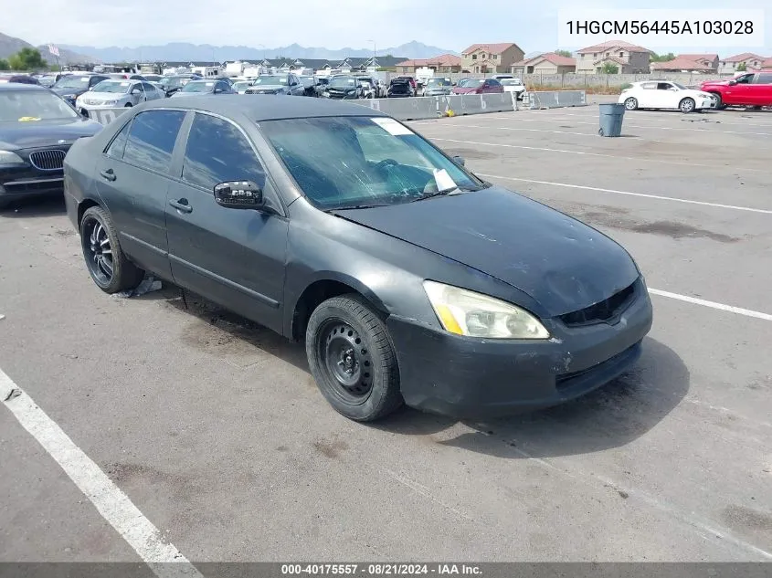 2005 Honda Accord 2.4 Lx VIN: 1HGCM56445A103028 Lot: 40175557