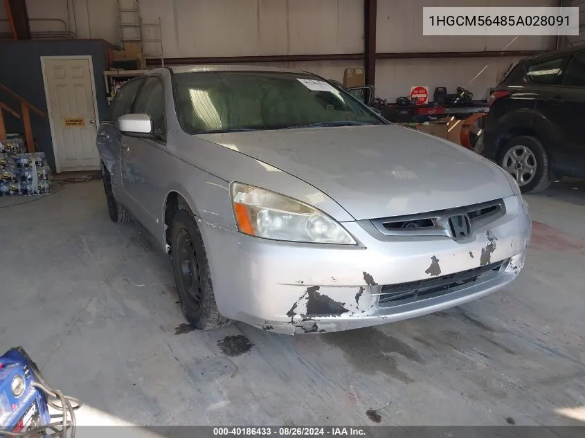 2005 Honda Accord 2.4 Lx VIN: 1HGCM56485A028091 Lot: 40186433