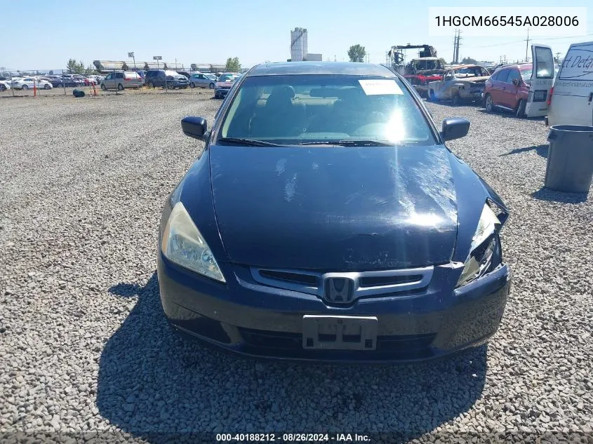 2005 Honda Accord 3.0 Ex VIN: 1HGCM66545A028006 Lot: 40188212