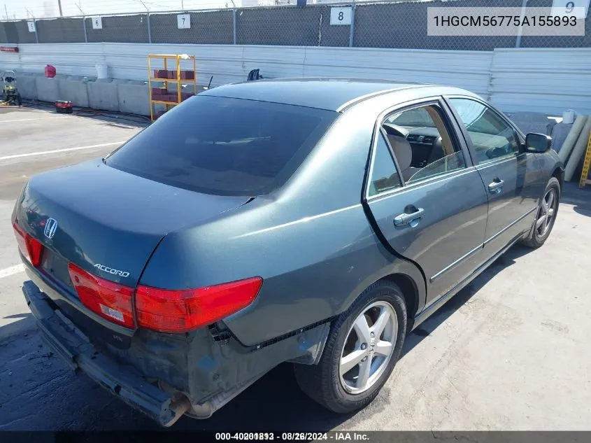 2005 Honda Accord 2.4 Ex VIN: 1HGCM56775A155893 Lot: 40201813