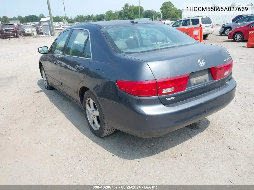 1HGCM55865A027669 2005 Honda Accord 2.4 Ex