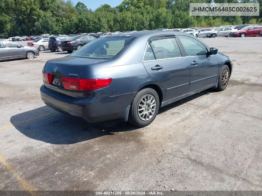 2005 Honda Accord 2.4 Lx VIN: JHMCM56485C002625 Lot: 40211255