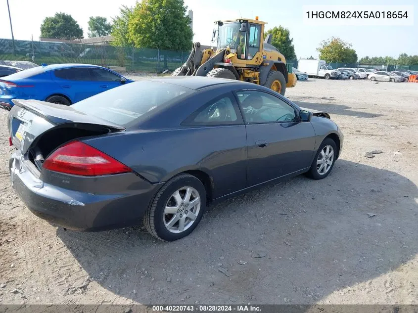 2005 Honda Accord 3.0 Lx Special Edition VIN: 1HGCM824X5A018654 Lot: 40220743