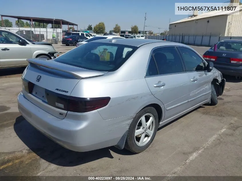 2005 Honda Accord 2.4 Ex VIN: 1HGCM567X5A111807 Lot: 40223897