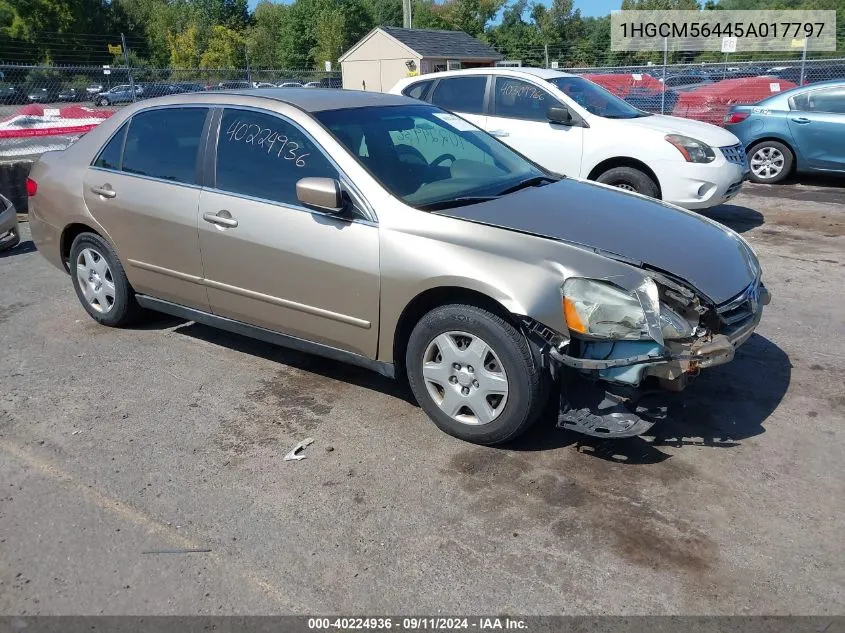 2005 Honda Accord 2.4 Lx VIN: 1HGCM56445A017797 Lot: 40224936