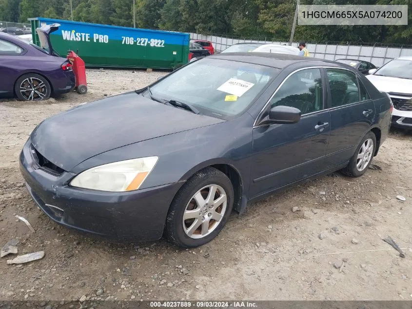 2005 Honda Accord 3.0 Ex VIN: 1HGCM665X5A074200 Lot: 40237889