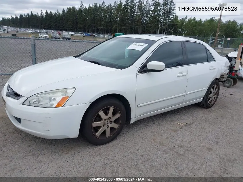 2005 Honda Accord 3.0 Ex VIN: 1HGCM66595A078528 Lot: 40242803