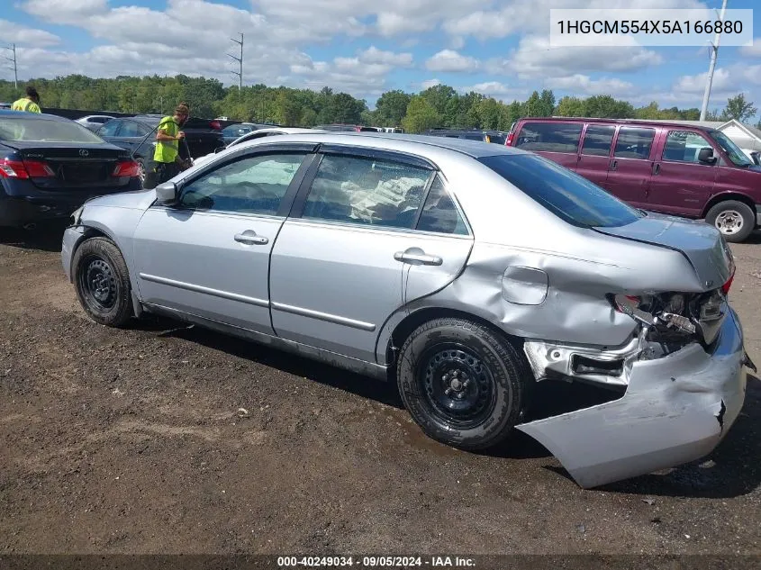 2005 Honda Accord 2.4 Lx VIN: 1HGCM554X5A166880 Lot: 40249034