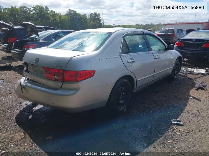 2005 Honda Accord 2.4 Lx VIN: 1HGCM554X5A166880 Lot: 40249034