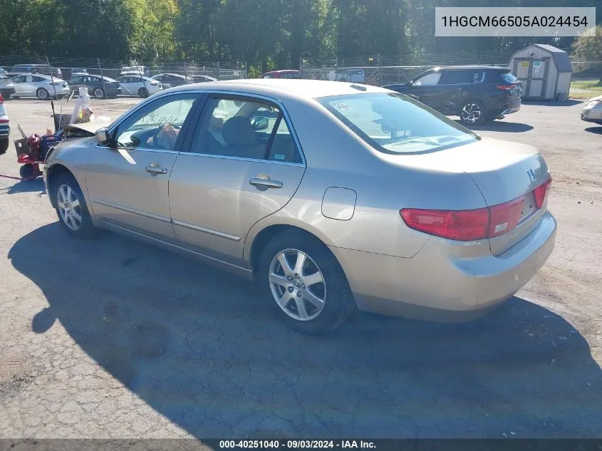 2005 Honda Accord 3.0 Ex VIN: 1HGCM66505A024454 Lot: 40251040