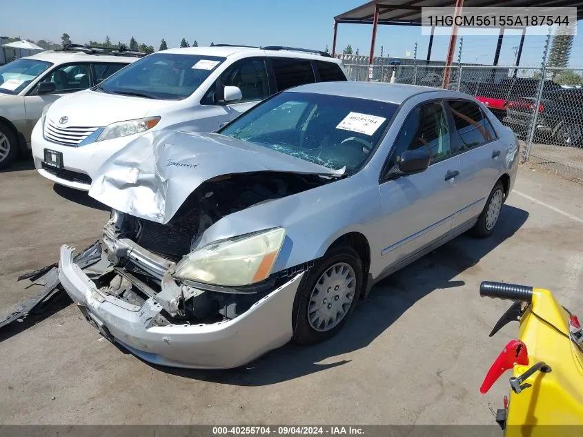 2005 Honda Accord 2.4 Dx VIN: 1HGCM56155A187544 Lot: 40255704