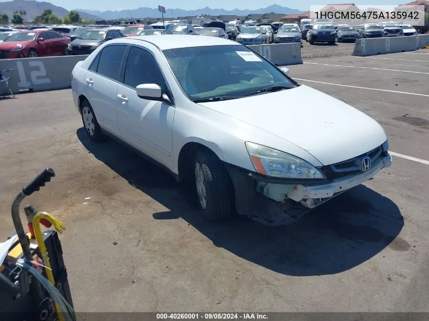 1HGCM56475A135942 2005 Honda Accord Lx