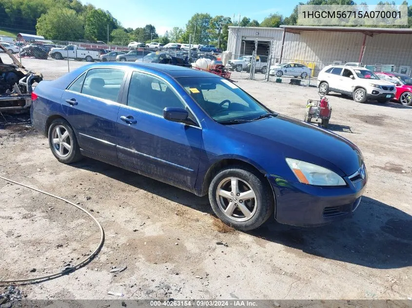 2005 Honda Accord 2.4 Ex VIN: 1HGCM56715A070001 Lot: 40263154