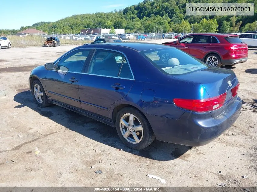 2005 Honda Accord 2.4 Ex VIN: 1HGCM56715A070001 Lot: 40263154