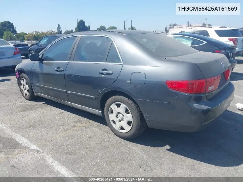 2005 Honda Accord 2.4 Lx VIN: 1HGCM56425A161669 Lot: 40265421