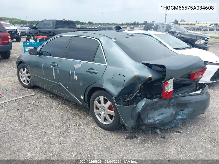 2005 Honda Accord 3.0 Ex VIN: 1HGCM66575A034608 Lot: 40265629