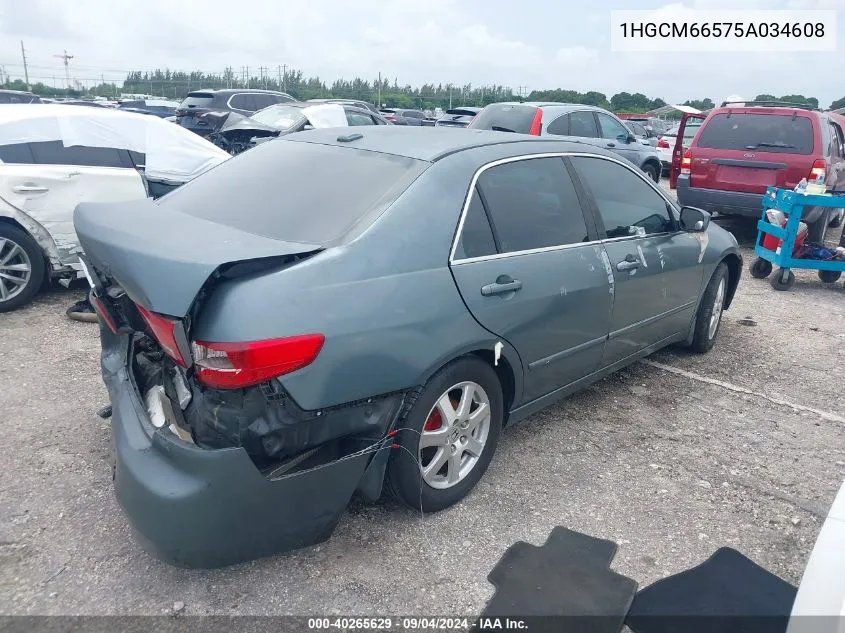 2005 Honda Accord 3.0 Ex VIN: 1HGCM66575A034608 Lot: 40265629