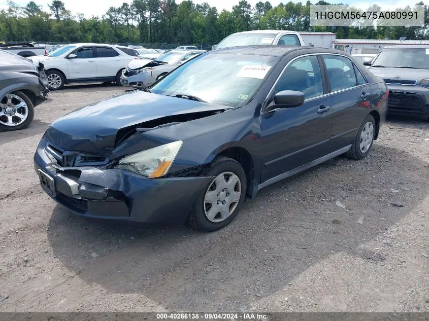 2005 Honda Accord 2.4 Lx VIN: 1HGCM56475A080991 Lot: 40266138