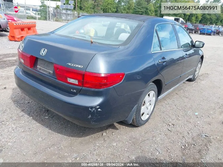 2005 Honda Accord 2.4 Lx VIN: 1HGCM56475A080991 Lot: 40266138