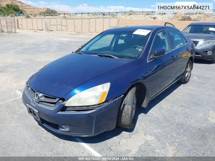 2005 Honda Accord 2.4 Ex VIN: 1HGCM567X5A044271 Lot: 40276223