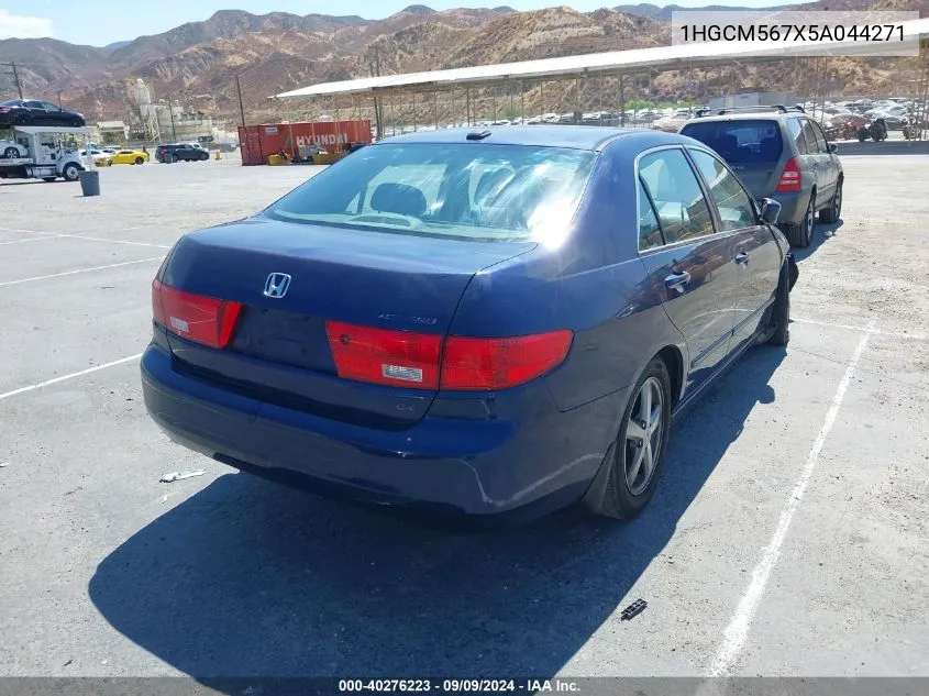 2005 Honda Accord 2.4 Ex VIN: 1HGCM567X5A044271 Lot: 40276223