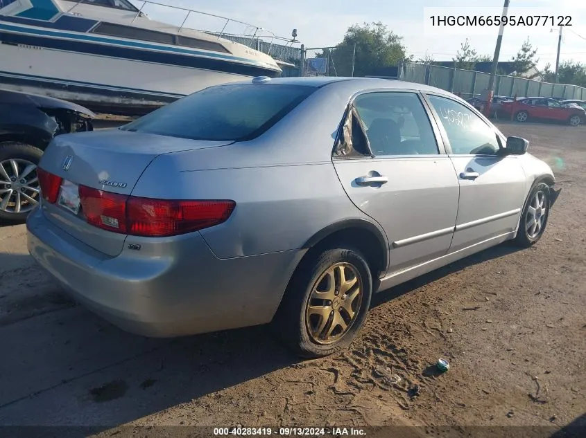 2005 Honda Accord 3.0 Ex VIN: 1HGCM66595A077122 Lot: 40283419