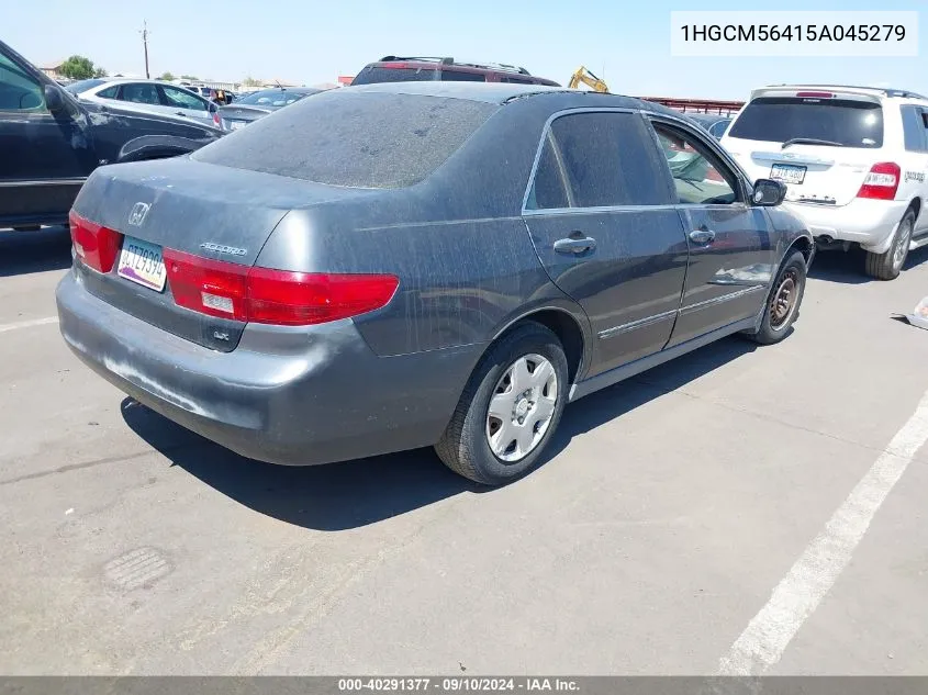 2005 Honda Accord 2.4 Lx VIN: 1HGCM56415A045279 Lot: 40291377