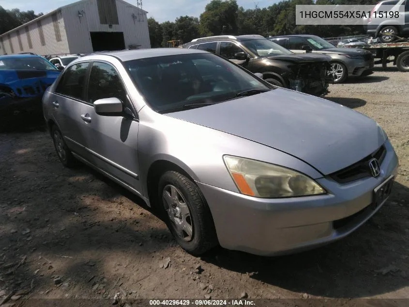 2005 Honda Accord 2.4 Lx VIN: 1HGCM554X5A115198 Lot: 40296429