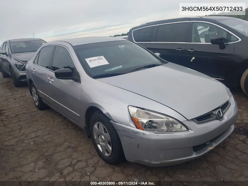 2005 Honda Accord 2.4 Lx VIN: 3HGCM564X5G712433 Lot: 40303900